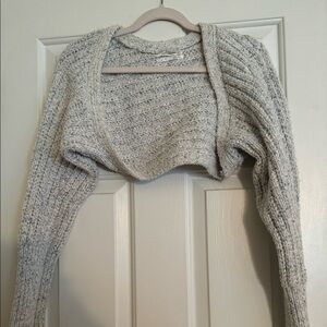 Anthropologie cropped blue & white sweater shrug